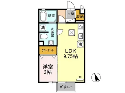 アネシスA(1LDK/1階)の間取り写真