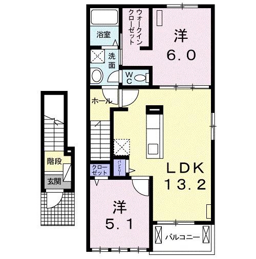 エスペランサ M Ⅰ(2LDK/2階)の間取り写真