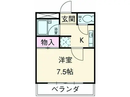 ストーンパレス2(1K/3階)の間取り写真