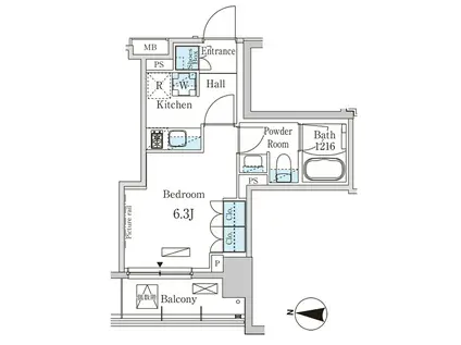 パークアクシス錦糸町ウエスト(1K/7階)の間取り写真