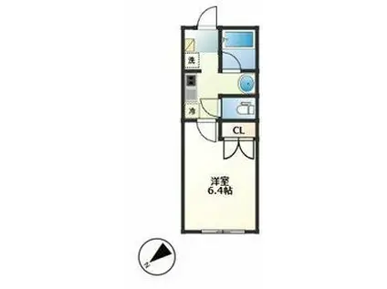 PLUME四街道プリュームヨツカイドウ(1K/1階)の間取り写真