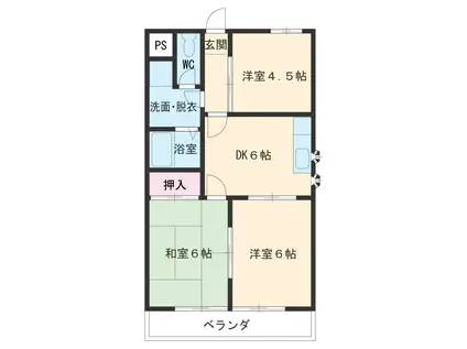 コーポ木曽川(3DK/1階)の間取り写真