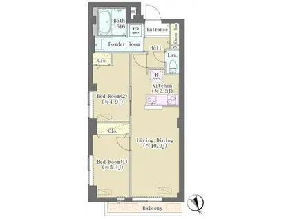 HILL TOP RESIDENCE O(2LDK/2階)の間取り写真