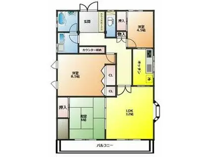 植竹町戸建て(3LDK)の間取り写真