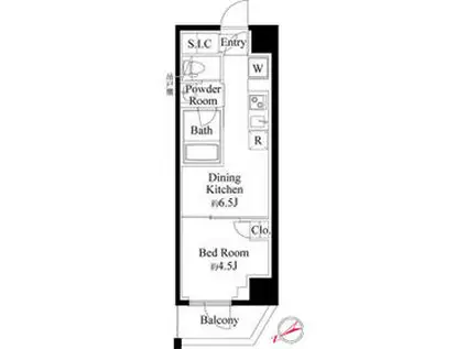 プラチナスクエア新宿(1DK/9階)の間取り写真