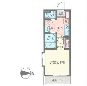 フィールデンコートⅡ(1K/1階)の間取り写真