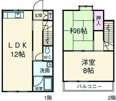 メゾネット羽鳥2(2LDK)の間取り写真