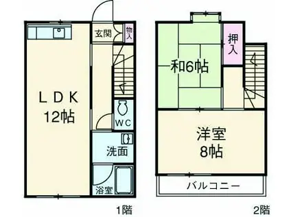メゾネット羽鳥2(2LDK)の間取り写真