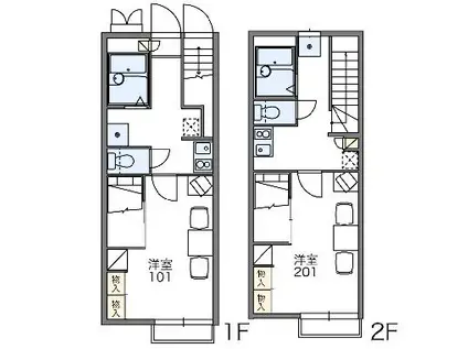 レオパレス楓(1K/1階)の間取り写真