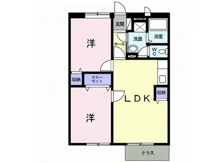 シャルム・フジ(2LDK/1階)の間取り写真