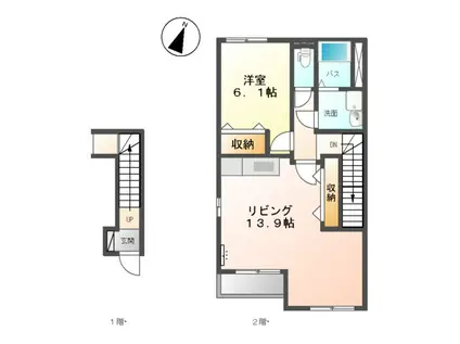 レジネッタ(1LDK/2階)の間取り写真