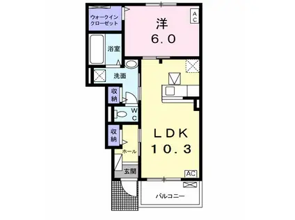 リヴェール・ピアⅠ(1LDK/1階)の間取り写真