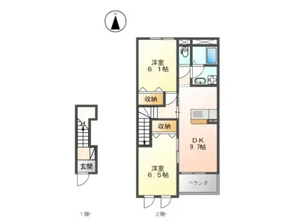 REA 愛(2DK/2階)の間取り写真