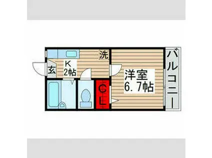 サンガーデンおゆみ野(1K/1階)の間取り写真