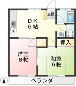 コーポ梅(2DK/1階)の間取り写真