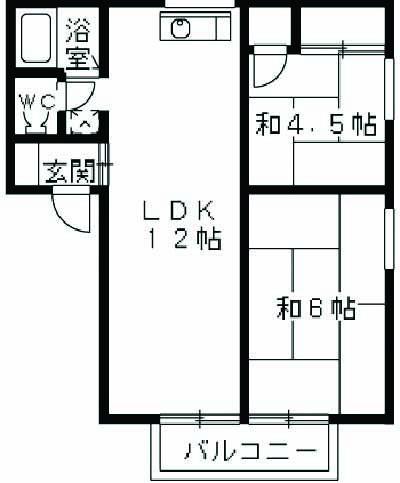 シティハイツⅢ(2LDK/1階)の間取り写真
