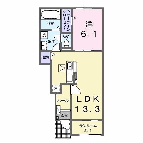 ラピエール(1LDK/1階)の間取り写真