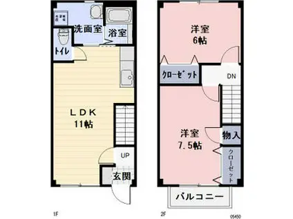 グランメール采女(2LDK)の間取り写真