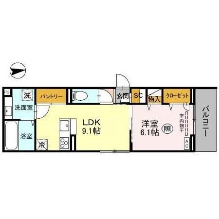 CHARDON NORD(1LDK/2階)の間取り写真