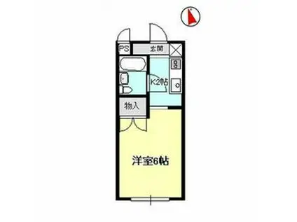 ホワイトロッジ(1K/1階)の間取り写真