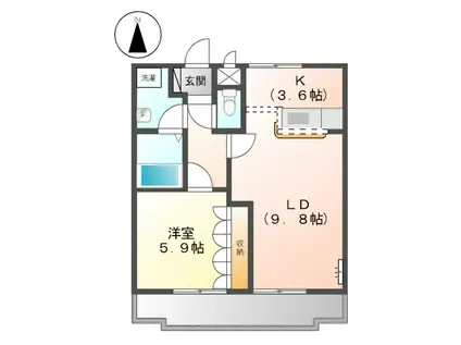 オリエンタル旭(1LDK/1階)の間取り写真