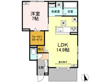 エスポワールYⅦ(1LDK/1階)の間取り写真