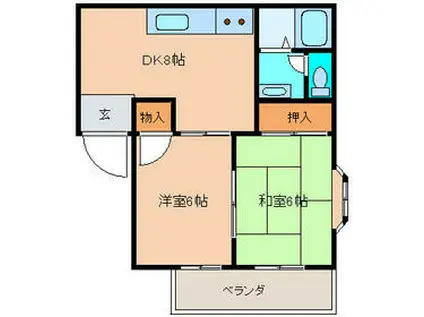 コーポナカノ(2DK/3階)の間取り写真