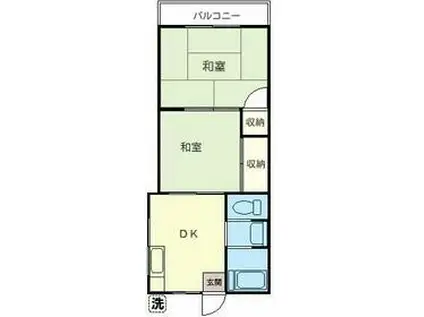 第2二三ヶ丘コーポ(2K/2階)の間取り写真