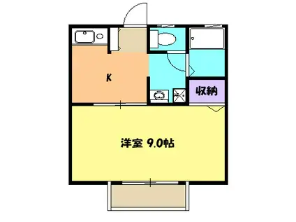 ハイツ若葉(1K/1階)の間取り写真