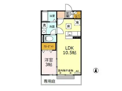 COMODO楠Ⅲ(1LDK/1階)の間取り写真