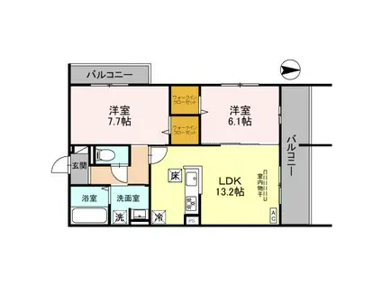 D-ROOM京都市中京区西ノ京(2LDK/1階)の間取り写真