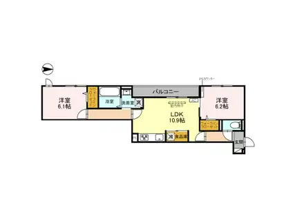 D-ROOM京都市中京区西ノ京(2LDK/3階)の間取り写真