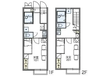 レオパレス追分台B(1K/2階)の間取り写真