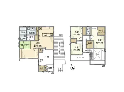 東海道本線 岡崎駅 バス乗車時間:48分 滝団地バス停で下車 徒歩3分 2階建 築8年(3LDK)の間取り写真