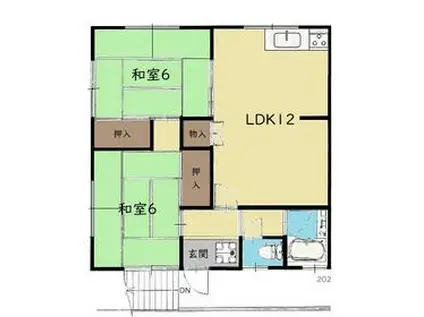 古庄4 村松店舗事務所アパート(2LDK/2階)の間取り写真