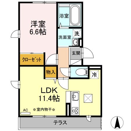 アモールFⅡ(1LDK/1階)の間取り写真