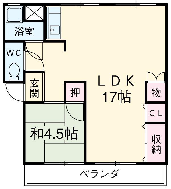 ワイズタウン 1棟(1LDK/4階)の間取り写真