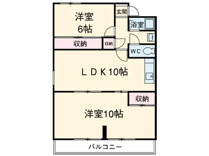 ㈱潮見ヶ丘マンション(2LDK/3階)の間取り写真