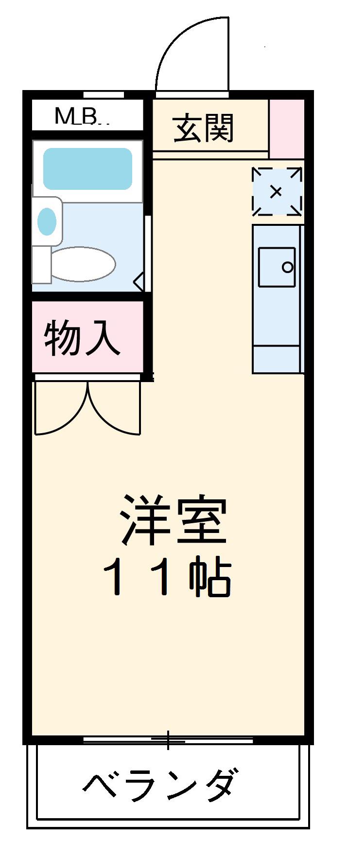 コーポわかば(ワンルーム/3階)の間取り写真