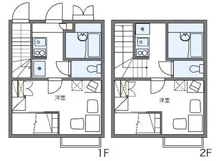 レオパレス本城(1K/1階)の間取り写真