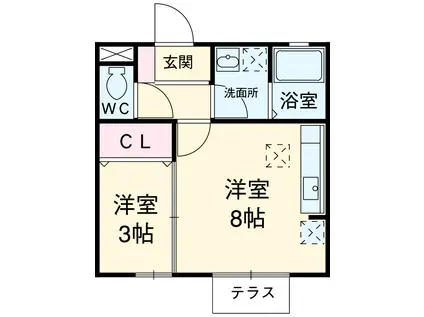 ソレイユ砂口(1LDK/2階)の間取り写真