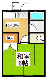 當麻ハイツ(1K/2階)の間取り写真