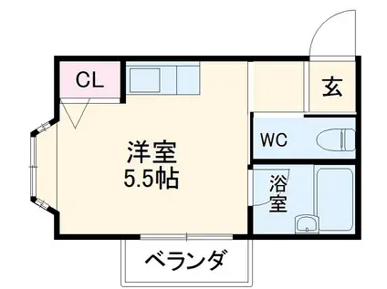 ルミエール城山(ワンルーム/2階)の間取り写真