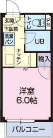 サープラスⅠ HIGASHIBORA(1K/1階)の間取り写真