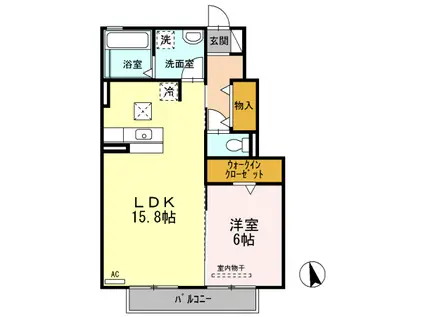セジュール新田(1LDK/1階)の間取り写真