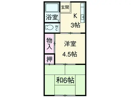 東海道本線 磐田駅 徒歩70分 2階建 築30年(2K/2階)の間取り写真