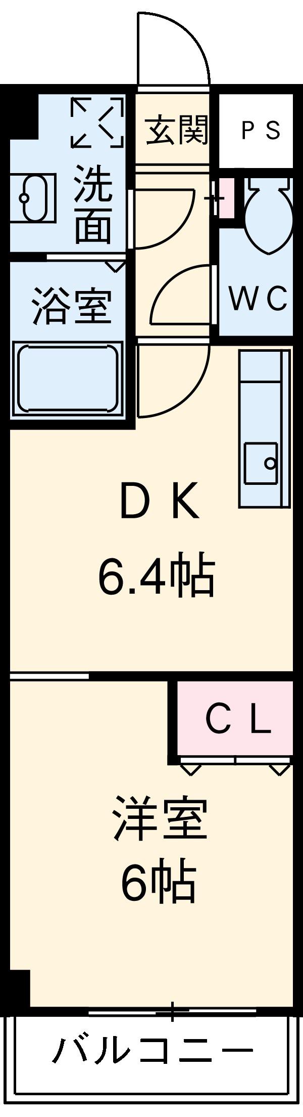 DOLCE VITA 難波南(1DK/5階)の間取り写真