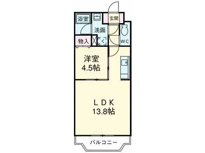 サウスERN TOWN Ⅰ(1LDK/2階)の間取り写真