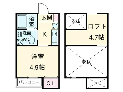 エスポワール堀田(1K/1階)の間取り写真