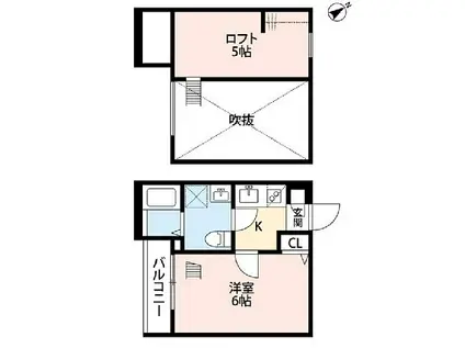 ルシエル登戸(1K/1階)の間取り写真